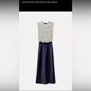 Zara contrasting satin effect midi dress